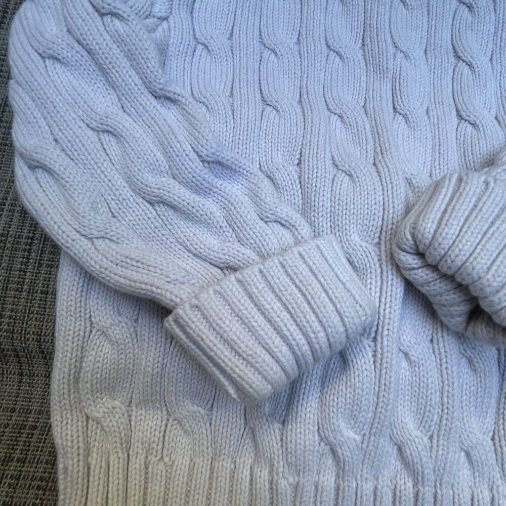 Ralph Lauren Boy's Chunky Cable Knit Sweater Fisherman Cream Neutral 24MO Preppy - Picture 2 of 7